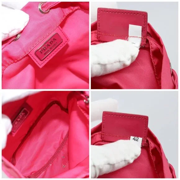 PRADA Pouch Nylon Pink Gold Auth BA7028